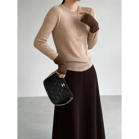bicolor cuff crew neck knit　MA2273