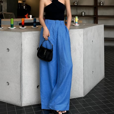 klein blue high waist straight wide pants　MA2087