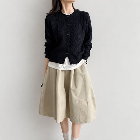 cable crew neck knit cardigan /4color　MA2291