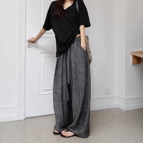 tencel linen blend slub wide easy pants /2color　MA2101