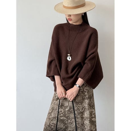 high neck wide sleeve knit pullover　MA2265