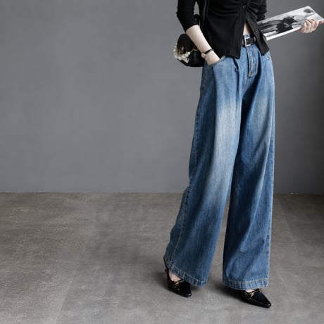 modern loose fit high rise denim white/blue 2color　MA1667