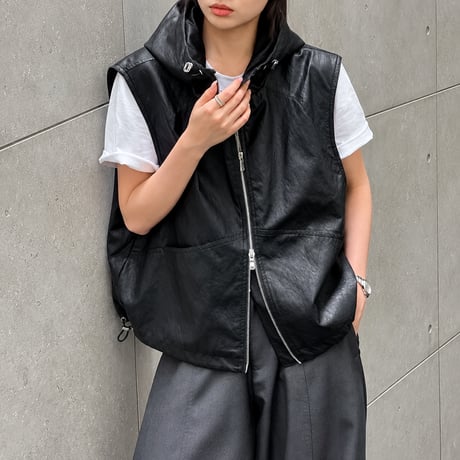 hooded zip up vest　MA2226