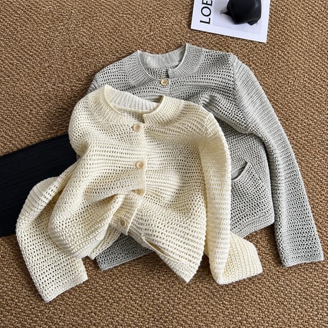 waffle knit cardigan /2color　MA2287