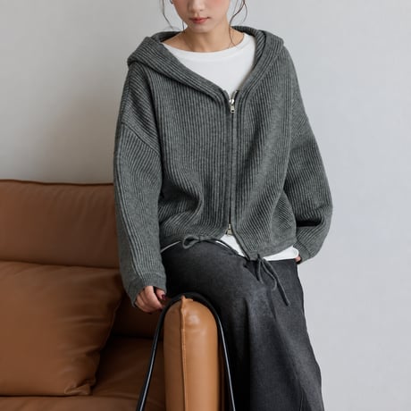 hooded zip knit cardigan　MA2147