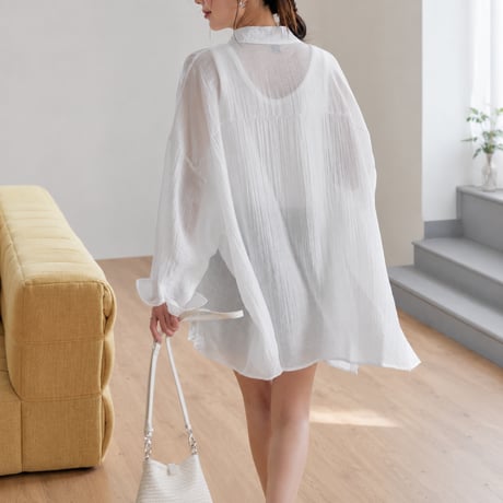 sheer light long shirt jacket/2color　MA2026