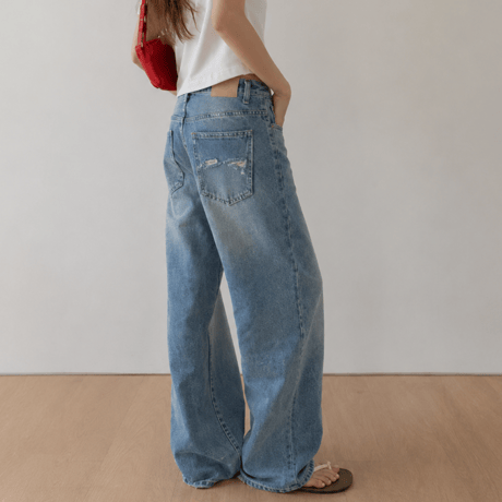 wash wide straight denim pants　MA2082