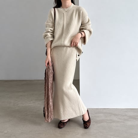button cuff knit top and skirt set /3color　MA2283