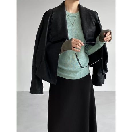bicolor cuff crew neck knit　MA2273