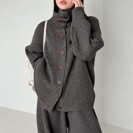 high neck knit cardigan and pants set /2color　MA2292