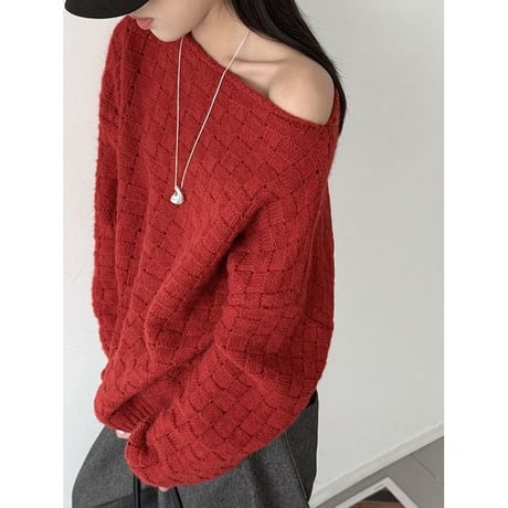 boat neck cable knit pullover　MA2264