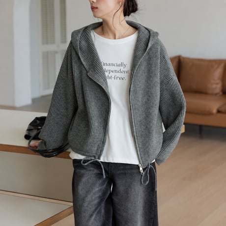 hooded zip knit cardigan　MA2147
