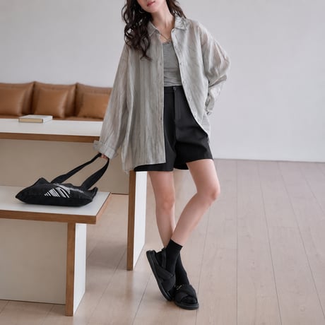 sheer stripe over shirt jacket/2color　MA2028