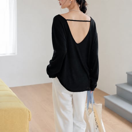 back open sheer long sleeve top　MA2029