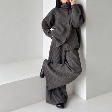 high neck knit cardigan and pants set /2color　MA2292