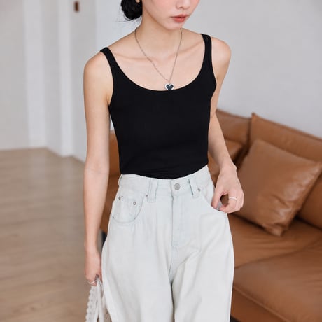 white u neck double strap camisole　MA2134