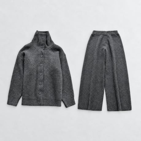 high neck knit cardigan and pants set /2color　MA2292