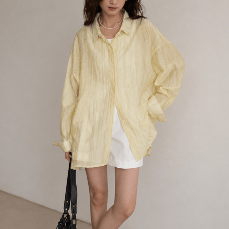 sheer stripe over shirt jacket/2color　MA2028