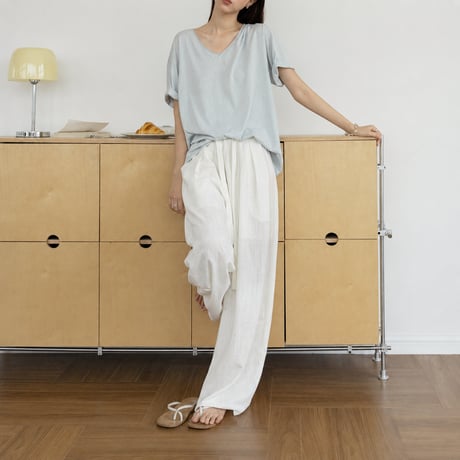 tencel linen blend slub wide easy pants /2color　MA2101