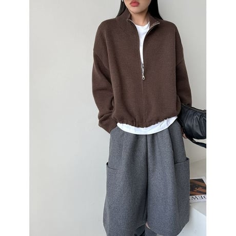 high neck zip up knit cardigan　MA2266