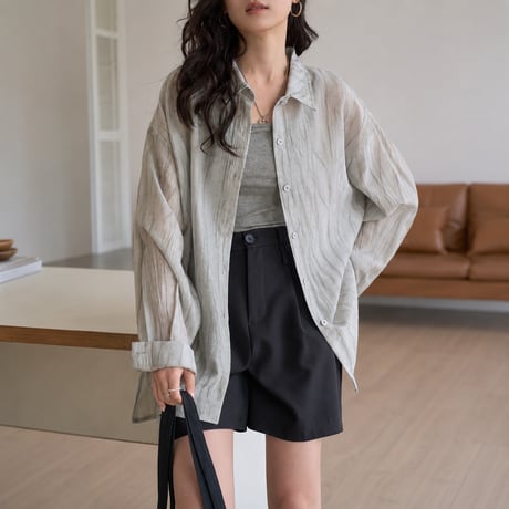 sheer stripe over shirt jacket/2color　MA2028