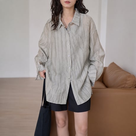 sheer stripe over shirt jacket/2color　MA2028