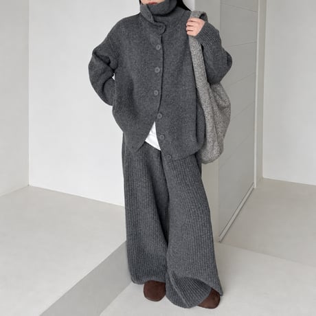high neck knit cardigan and pants set /2color　MA2292