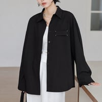 black drape lapel long sleeve shirt　MA2140