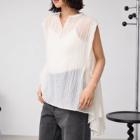 crew neck side slit sleeveless blouse　MA2094