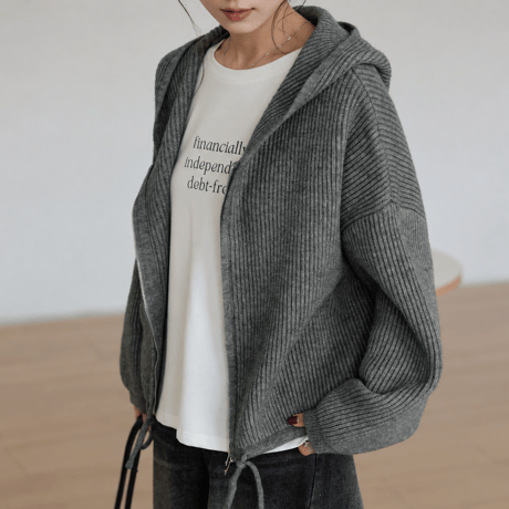 hooded zip knit cardigan　MA2147