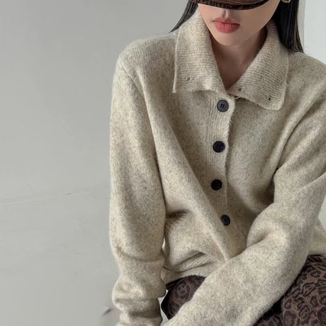 high neck button knit cardigan /2color　MA2289