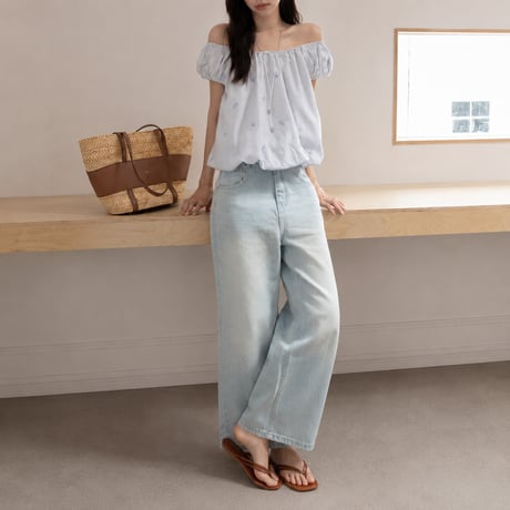 vintage wash cropped wide denim pants/2color　MA2081