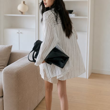 sheer stripe over shirt cardigan/3color　MA2027