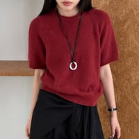 round neck short sleeve wool knit pullover　MA2229