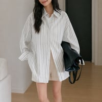 sheer stripe over shirt cardigan/3color　MA2027