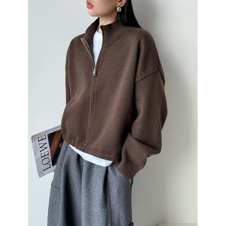 high neck zip up knit cardigan　MA2266