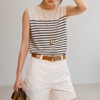 french stripe crew neck knit vest　MA2080