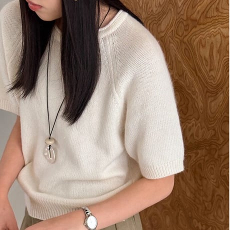 round neck short sleeve wool knit pullover　MA2229
