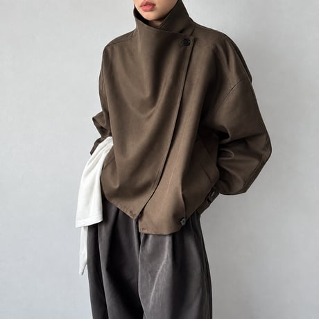 asymmetric stand collar jacket /2color　MA2284