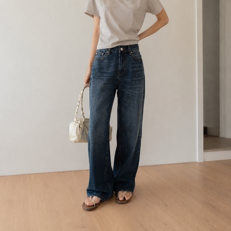 wash wide straight denim pants　MA2082
