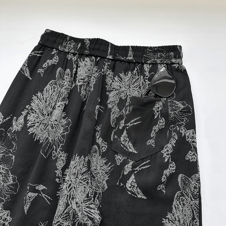 linen blend botanical print wide pants　MA2075