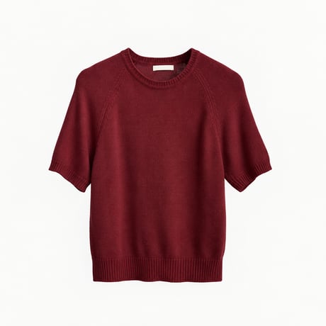 round neck short sleeve wool knit pullover　MA2229