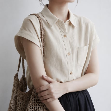 cotton french sleeve shirt/2color　MA2035