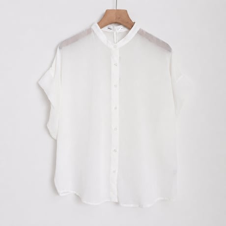 round neck front button short sleeve shirt/4color　MA2089