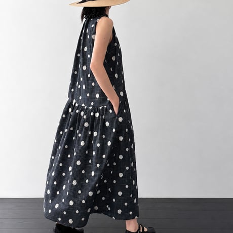 dot embroidery check sleeveless one piece　MA1994