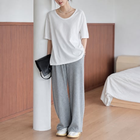 back slit twist half sleeve top/2color　MA2031