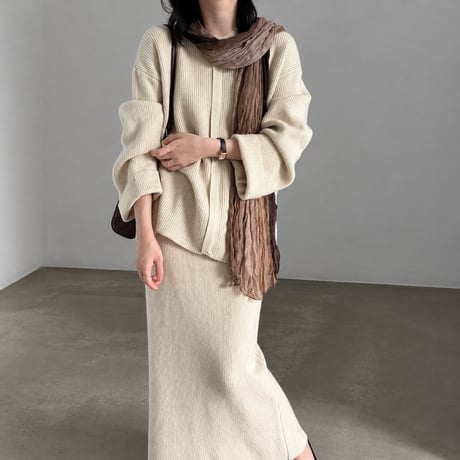 button cuff knit top and skirt set /3color　MA2283