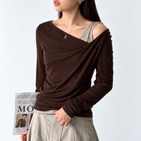 asymmetric layered long sleeve top /2color　MA2288