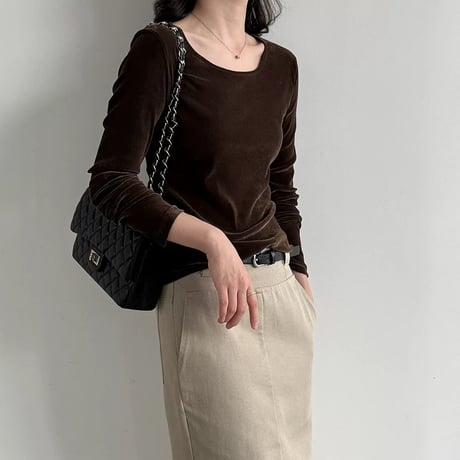 wide neck slim fit pullover /2color　MA2290