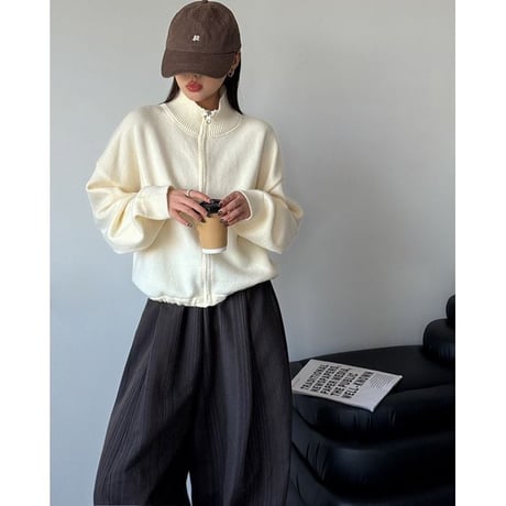 high neck zip up knit cardigan　MA2266